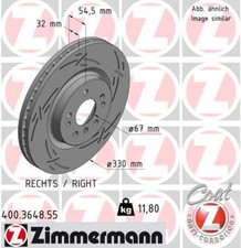 1x ZIMMERMANN Bremsscheibe BLACK Z 400.3648.55 f&uuml;r KLASSE MERCEDES W251 V251 280