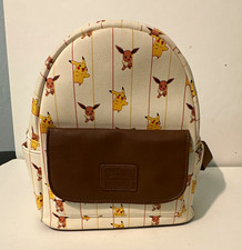 Loungefly Pokémon Pikachu & Eevee Kunstleder Mini Rucksack Weiß/Braun