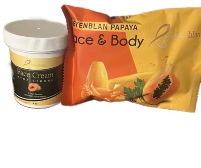 Byenblan Papaya Organic Skin Care Set Face Cream + Face & Body Soap 4 oz