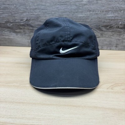 Nike Hat Cap Strap Back Black Panel Tailwind Featherlight Dri Fit Running