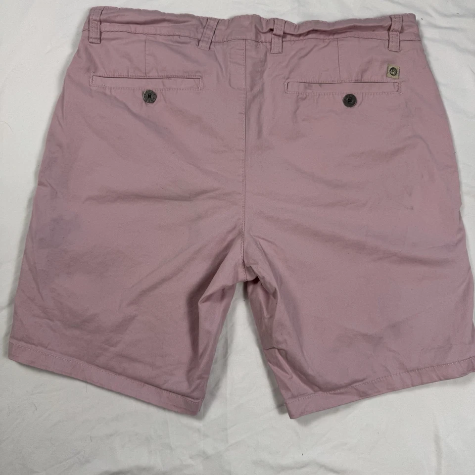 Free Planet Mens Stretch Chino Shorts Sz 32 Pink Flat Front Casual Cotton Blend - Image 3 of 4