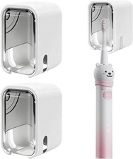 2 Pack Mini Toothbrush Holder Wall Mounted with Cover, Single Slot Toothbrush