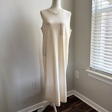 Everlane Sleeveless Cream Cotton T Shirt Maxi Dress L