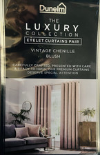 Dunelm Luxury Collection Eyelet Curtains, Vintage Chenille Blush, 66x54”