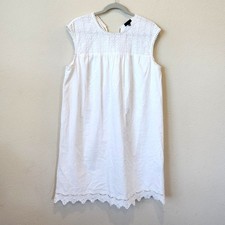 Who What Wear White Cotton Lace Hem Sleeveless Dress XL Milkmaid Prairie Boho