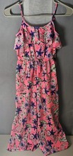 Girls Jumpsuit Pink Watermelons Floral Flowy Adorable Sz "12" See Measurements