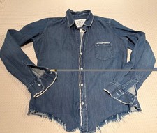 Frank Eileen Jean Bunny Cut Button-Up Shirt Stonewashed Indigo Sz S