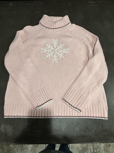 Norton Mcnaughton Baby Light Pink Turtleneck Snowflake Sweater Women’s Size XL