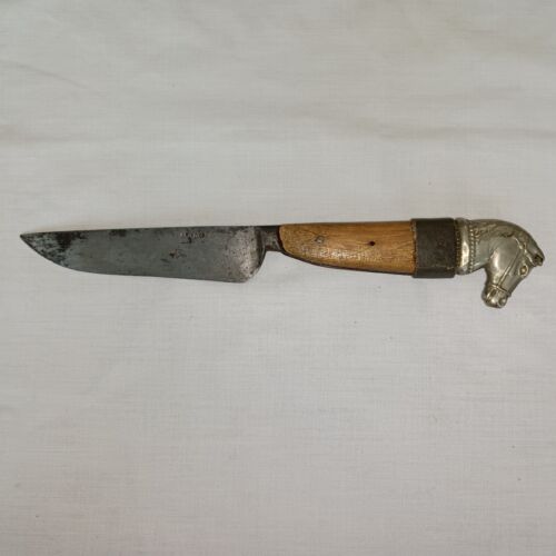 Antique Silver Horse Head Hunting Knife - Picture 1 of 15