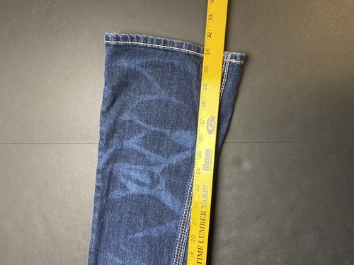 Rock Revival Drew Boot Destroyed Flap Rhinestone Denim Blue Jeans 30x31 I57 - Picture 8 of 8