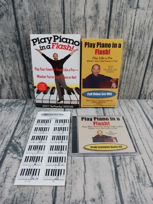 Scott Houston Play Piano in a Flash! (VHS, Paperback CD & Chord Chart) Brand New