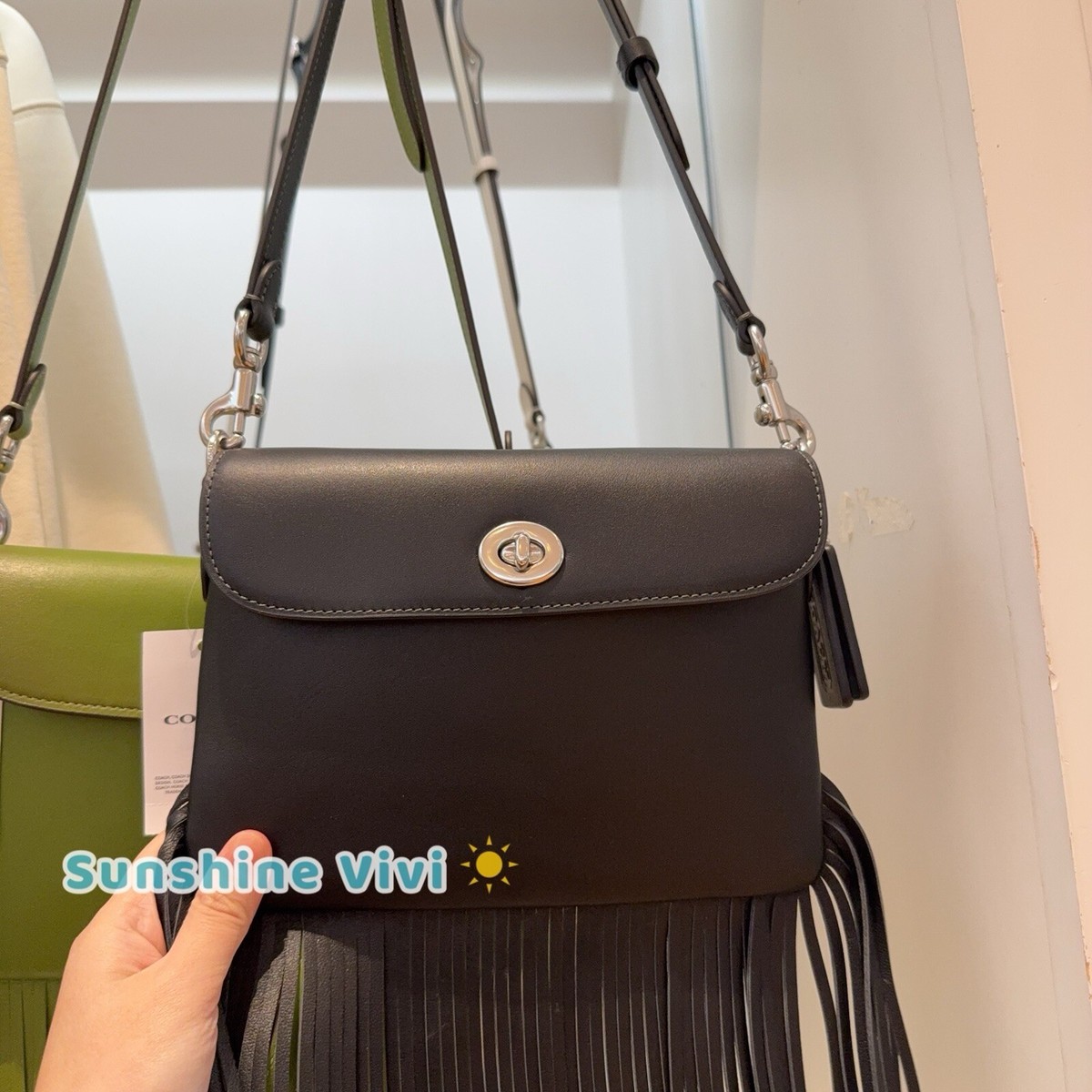★Coach★ 1964 Fringe Bag CU033 LHCHK NWT COACH 1964 Fringe Bag Glovetanned leather Silver/Black