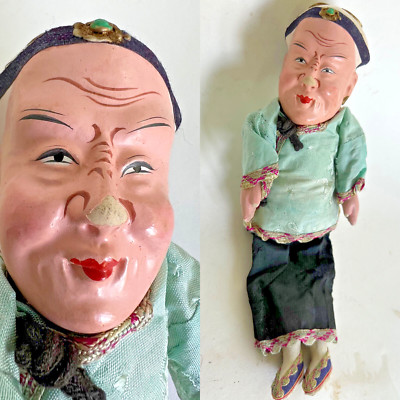 Antike chinesische Opernpuppe Handbemalt Stickerei Seide Outfit Kompo Puppe 10 Zoll