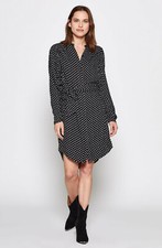 Joie S Small Myune Womens Dress Black Print Twill Tie Waist Dolman Sleeve Shirt