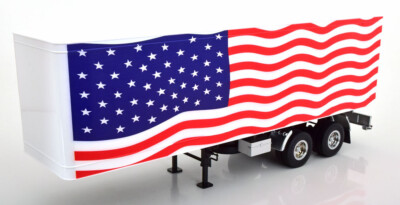 180169 Truck Trailer stars & Stripes white/red/blue 1:18