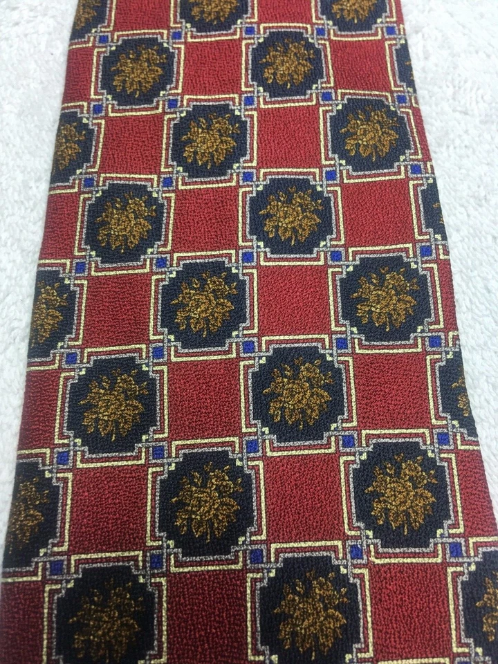 Gravata masculina Valentino vermelha azul ouro laranja 4 x 59 - Imagem 3 de 4