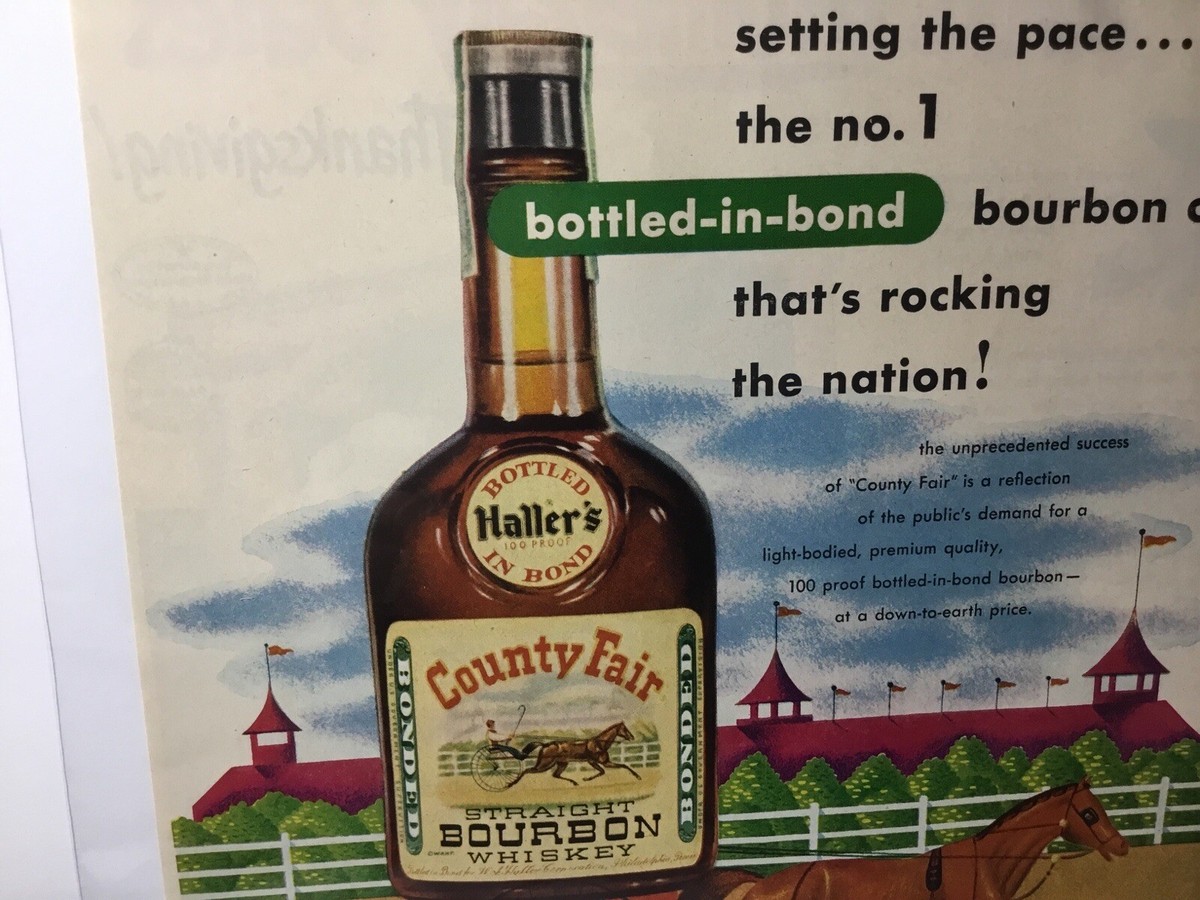 1950 Haller's County Fair Straight Bourbon Whiskey. Original Print
