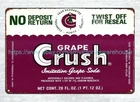 outdoor wall vintage reproduction soda pop GRAPE CRUSH SODA metal tin sign