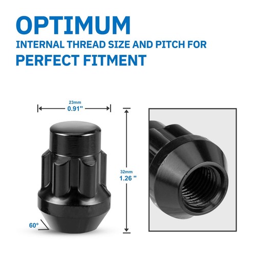 20pcs 1/2" Threads for 1991-2017 Ford Explorer Black Wheel Lug Nuts & Socket Key - Picture 4 of 11