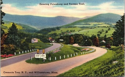 #ad Entering Petersburg Taconic Trail Troy MY Williamstown MA Postcard PM Jamaica VT $4.49