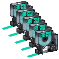 5PK Compatible Black on Green DYMO D1 45019 LabelManager 100 Label Tape 0.47"