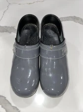 Steel Gray Patent Leather SANITA KOI Clogs Sz 39 / 8.5 Shoes