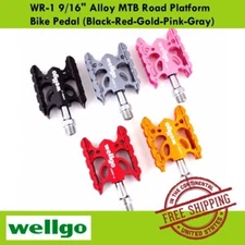 Wellgo WR-1 9/16" Alloy MTB Road Platform Bike Pedal (Black-Red-Gold-Pink-Gray)