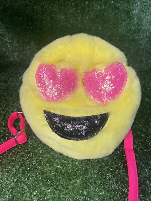 Justice Girls  Sequin Smiling Face Crossbody Bag  With Pom Pom Zipper Pull