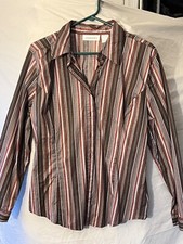 wsc4-Chadwicks Womens Fitted VINTAGE BROWN/BURGANDY/BLUE SHIRT  SIZE XL  NEW