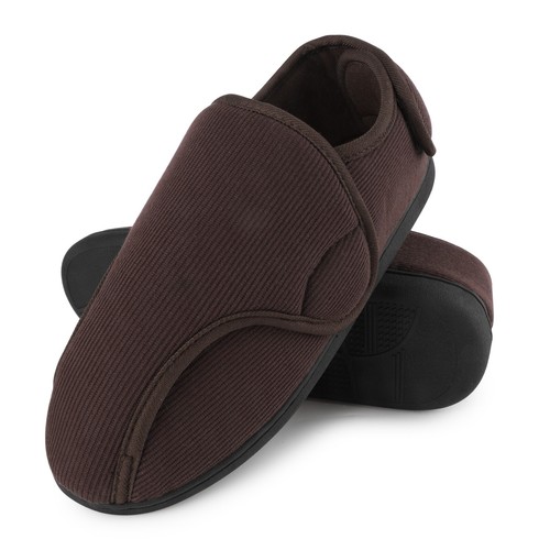 Mens Slippers Memory Foam Diabetic Slippers Wide Fit Adjustable House Shoes - Picture 24 of 29