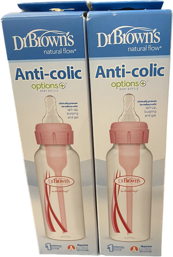 Dr. Brown's Natural Flow Anti-Colic Options+ Narrow Baby Bottles 8 oz -set of 2