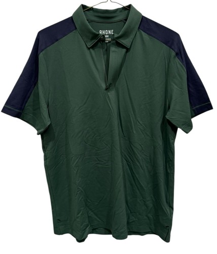 Rhone Polo Shirt Mens M Green Qtr Zip Short Sleeve Logo Golf Casual