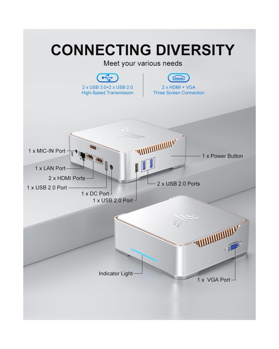 KAMRUI GK3 Plus Mini PC with Windows 11, 16GB RAM 512GB M.2 SSD
