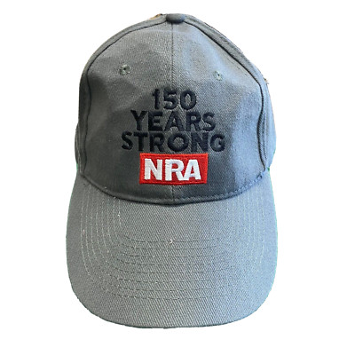 National Rifle Association 150 Years Strong Canvas Ball Cap Hat Gray Hook & Loop
