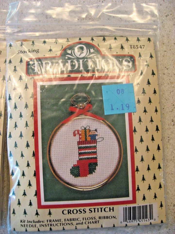 Vtg Lot of 3 Traditions Cross Stitch Christmas Ornament Kits - Candle & Stocking - Image 4 of 4
