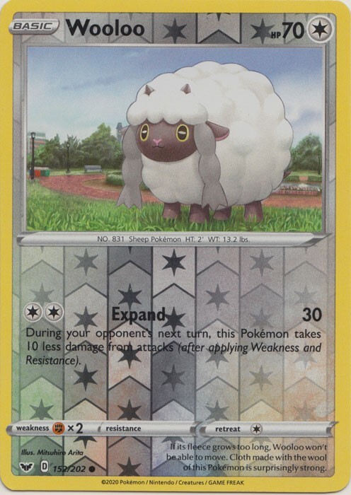 Reverse Holo Wooloo Common 152/202 Sword & Shield Base Pokemon TCG