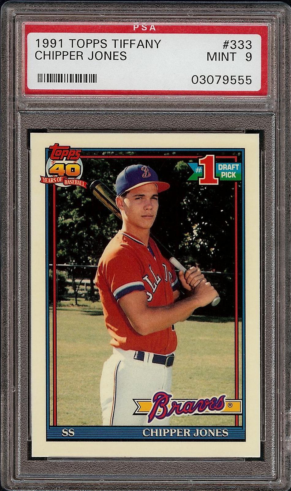 Rare 1991 Topps Tiffany #333 Chipper Jones Rookie RC Braves PSA 9 Mint HOF