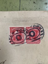 Rarissimo uomo grotta di New York con i doppi 00 francobolli us 1900 Washington 2cent