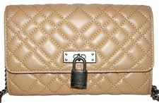 KURT GEIGER Brixton Camel Leather Small Lock Chain Wallet Purse Crossbody NWT