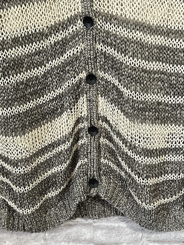 Cárdigan suéter RAG & BONE tejido suelto gris/crema mezcla de lino botón delantero pequeño Foto 2 de 4