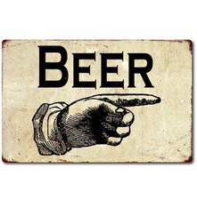 Beer Sign, Arrow Bar Pub Sign, Garage Cave Rustic Metal Tin Sign Aluminum Poster