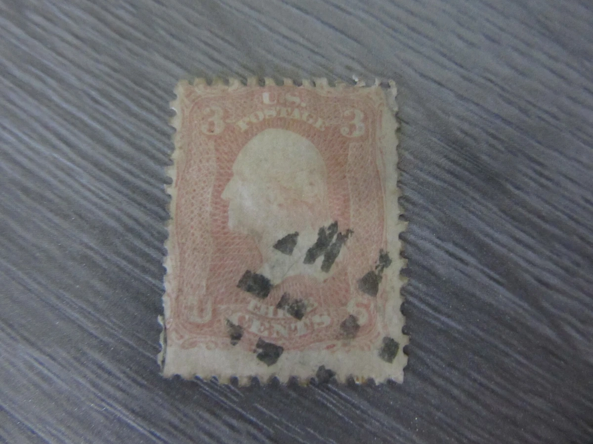 米国アンティーク切手 1861年 使用済 ジョージ・ワシントン 3￠切手 help-with-george-washington-3-