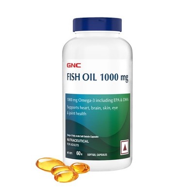 GNC Fish Oil 1000mg Omega-3 | 180mg EPA, 120mg DHA | 60 Softgels | Heart & Brain