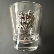Universal Studios Dueling Dragons “Fire” 2001 Vintage Shot Glass Pewter Souvenir