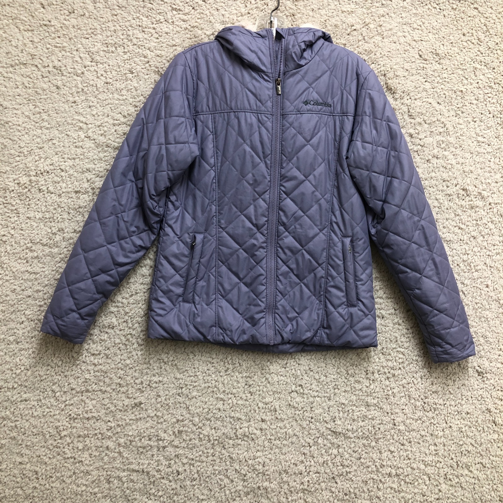 Columbia Jacket Small Adult Purple Copper Crest Hooded Puffer Quilted Womens S