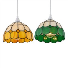Tiffany Style Ceiling Light Shade Stained Glass Easy Fit Pendant Lampshade