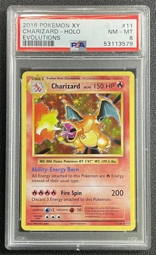 CHARIZARD PSA 8 2016 POKEMON XY EVOLUTIONS #11/108 HOLO 3579