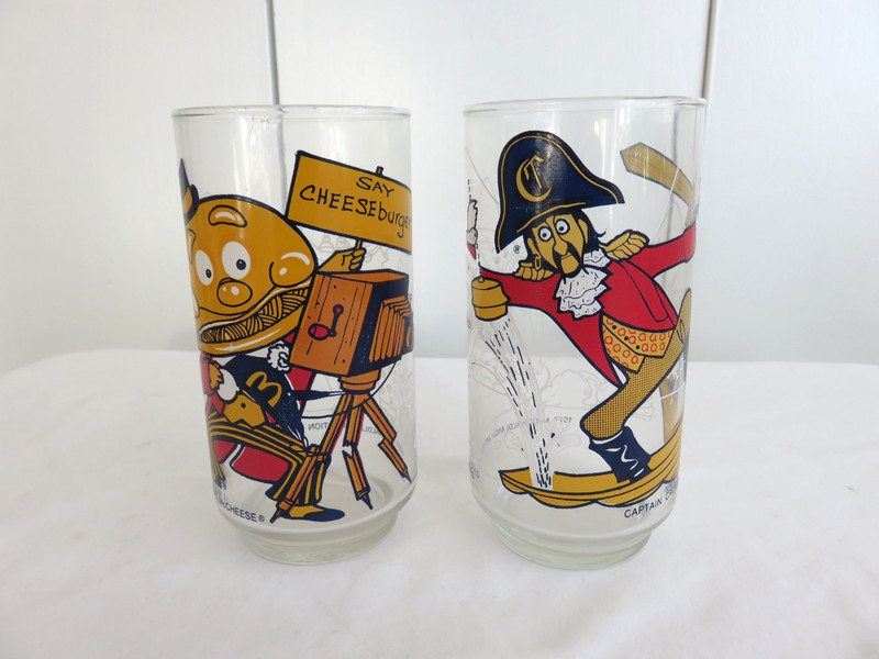 Vintage Collector Ronald McDonalds Glasses 1977 McDonaldland Action Series Lot 2