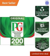 Refreshing  Black Tea Bags - 200 Wrapped Teabags,  & Gluten-Free 0.08 per strip