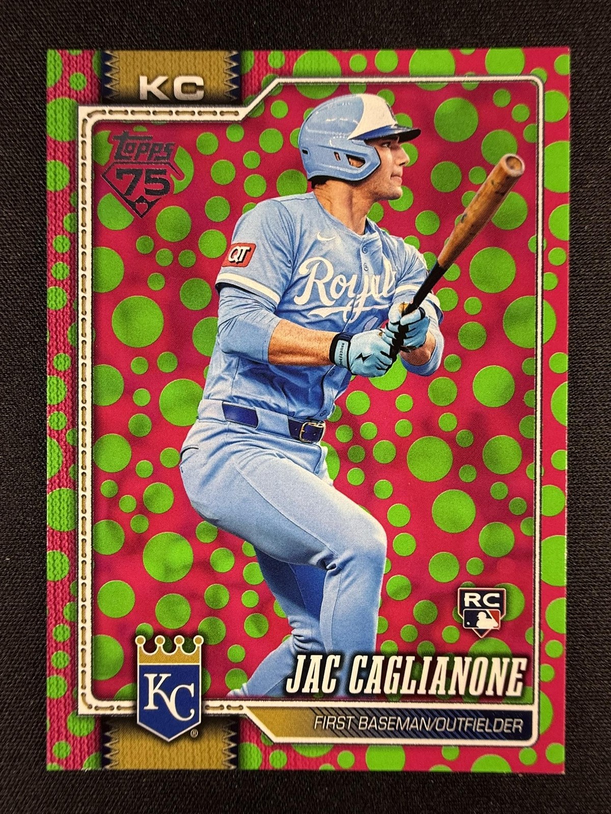 2026 Topps #138 Jac Caglianone Holiday Polka Dots Green & Pink Rookie